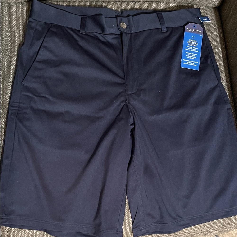 2 Nautica Boys School Uniform 16 Husky Navy Blue Flat Front Shorts
